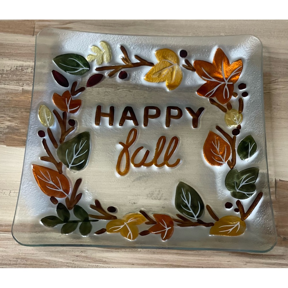 Autumn Novelty Decor Glass Platter